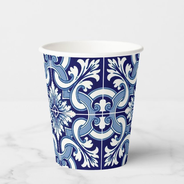 Vasos De Papel Baldosa azul portuguesa (Anverso)