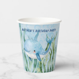 Vasos De Papel Ballena azul bajo la fiesta de cumpleaños Sea Boy