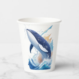 Vasos De Papel ballena majestuosa con estilo de pintura.