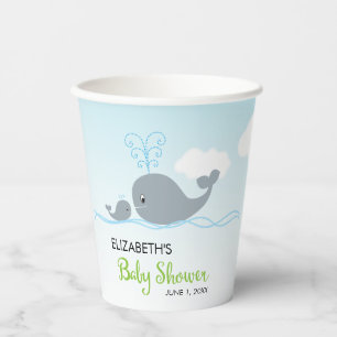 Vasos De Papel Ballena y ballena de bebé, Copa de papel Baby Sho