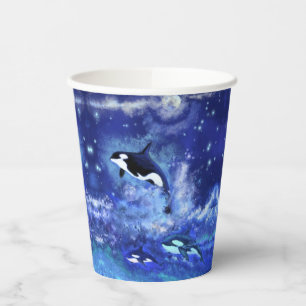 Vasos De Papel Ballenas asesinas en copas de papel lunas completa