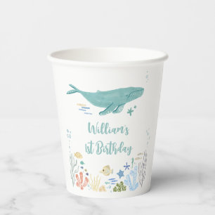 Vasos De Papel Ballenas Bajo El Mar Primer Cumpleaños