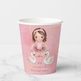 Vasos De Papel Ballerina de tinta dorada rosada 00th Birthday Par