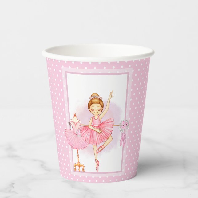 Vasos De Papel Ballerina floraI puntos de polka Cups de papel (Anverso)