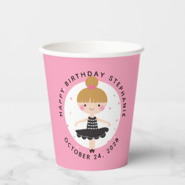 Vasos De Papel Ballerina linda con niños de vestir negro Fiesta d