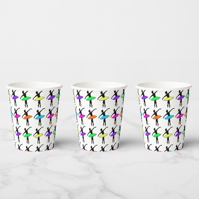 Vasos De Papel Ballerina Neon Ballet bailarinas Fiesta de cumplea (Multi)