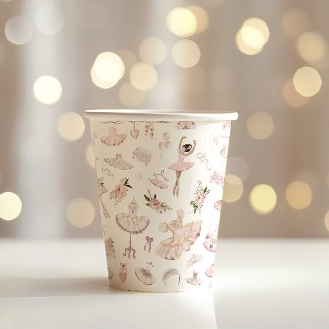 Vasos De Papel Ballerinas acuarela color rosa negro fiesta de cum (Subido por el creador)