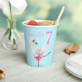 Vasos De Papel Ballet acuarela swan personalizado 7 cumpleaños