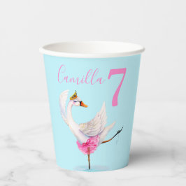 Vasos De Papel Ballet acuarela swan personalizado 7 cumpleaños