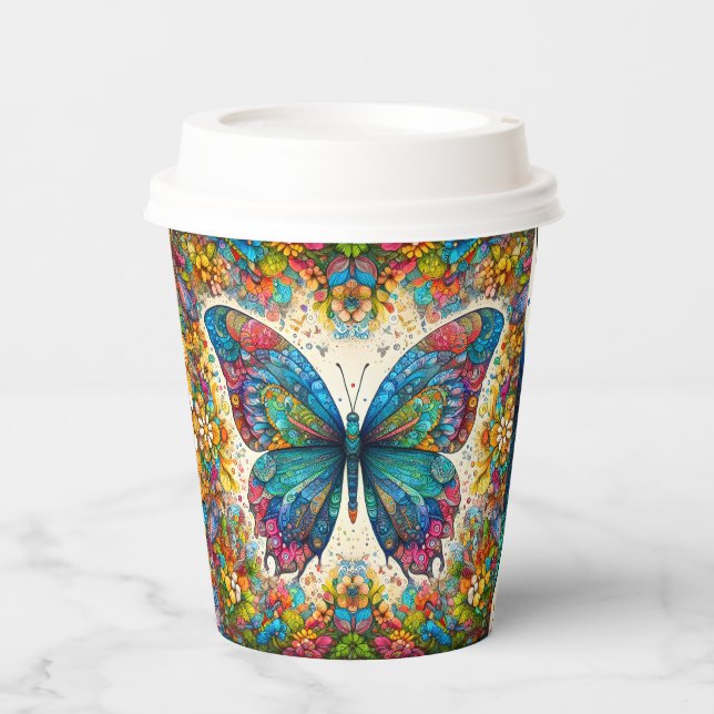Vasos De Papel Ballet arco iris de una mariposa (Anverso)