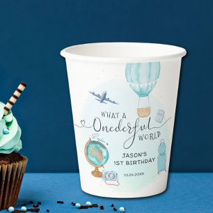 Vasos De Papel Balón azul de aire caliente UNO niños maravillosos