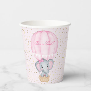 Vasos De Papel Balón de aire caliente Bebé Niña Elefante Baby Sho