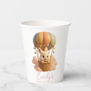 Vasos De Papel Balón de aire caliente dulce Bunny con nubes oníri