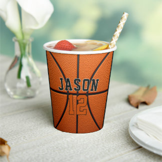 Vasos De Papel Balón de Baloncesto Personalizado con Nombre y Eda