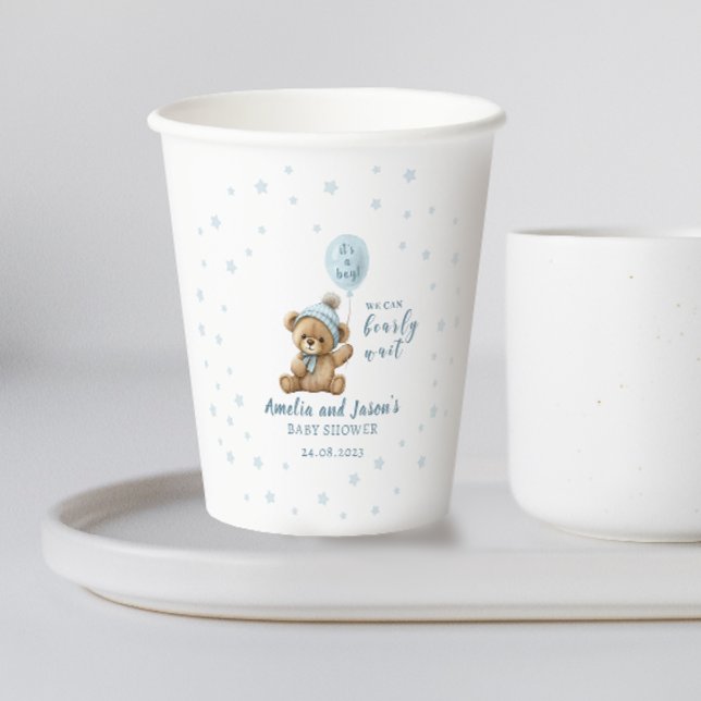 Vasos De Papel Balón de oso azul niño bebé papel de ducha (Subido por el creador)