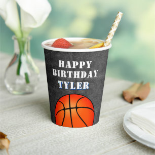 Vasos De Papel Baloncesto Ball Chalkboard Foto Cumpleaños