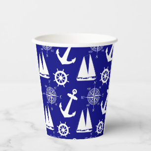 Vasos De Papel Baloncesto Náutico Azul Blanco