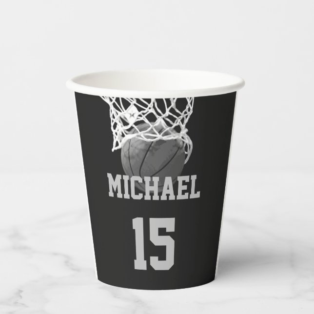 Vasos De Papel Baloncesto Su Nombre (Anverso)