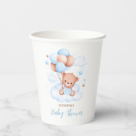 Vasos De Papel Balones azules de color azul Teddy Bear Baby Showe