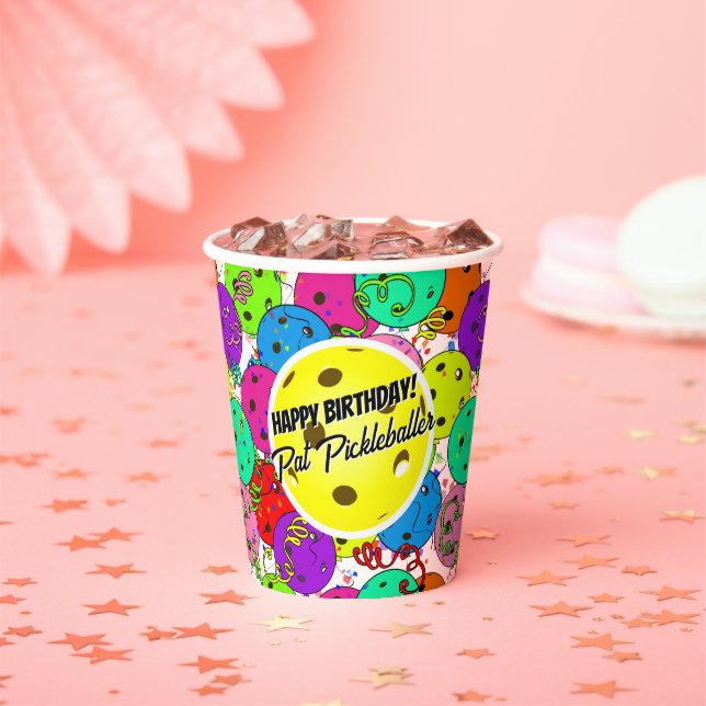 Vasos De Papel Balones de cumpleaños Confetti Personalizado (in situ)