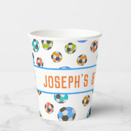 Vasos De Papel Balones de Fútbol Cumpleaños Niños