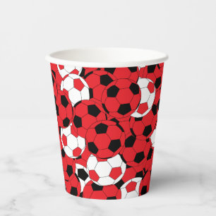 Vasos De Papel Balones de Fútbol de Color Rojo