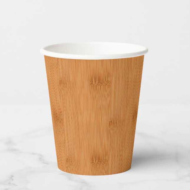 Vasos De Papel Bambú Tosta Madera Grano de aspecto (Anverso)