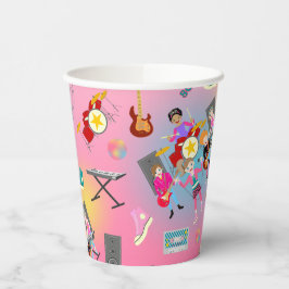 Vasos De Papel Banda de chicas de música retro Birthday Party