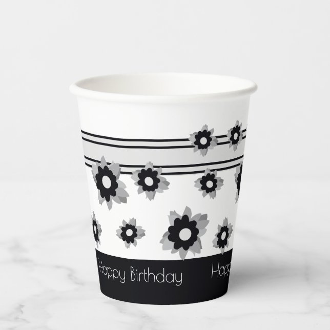 Vasos De Papel Banda Moderna Y Floral (Anverso)