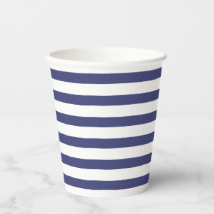 Vasos De Papel Bandas blancas azul y puro