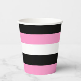 Vasos De Papel Bandas negras, blancas y rosas