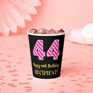 Vasos De Papel Bandas rosadas divertidas "44": Feliz cumpleaños 