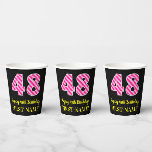 Vasos De Papel Bandas rosadas divertidas "48": Feliz cumpleaños 