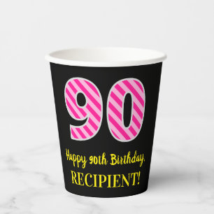 Vasos De Papel Bandas rosadas divertidas "90": Feliz cumpleaños