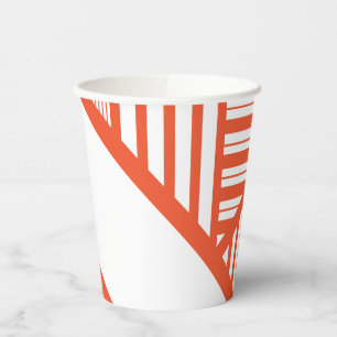 Vasos De Papel Bandas triangulares - Naranja y blanco