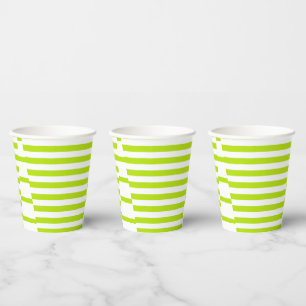 Vasos De Papel Bandas triangulares - Verde animado y blanco