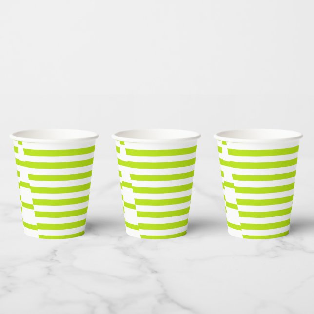 Vasos De Papel Bandas triangulares - Verde animado y blanco (Multi)