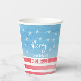 Vasos De Papel Bandera acuarela moderna patriótica