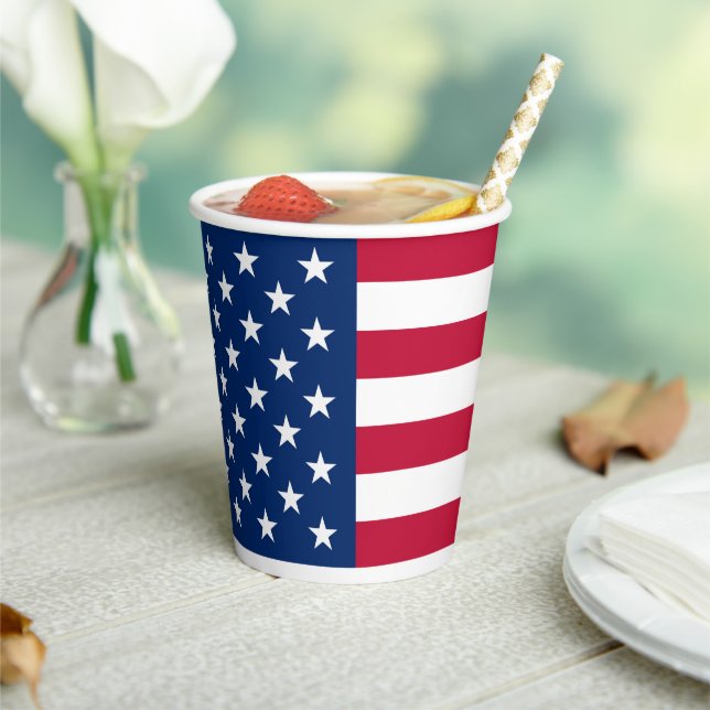 Vasos De Papel Bandera americana de Estados Unidos Patriótico Azu (in situ)