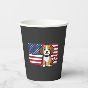 Vasos De Papel Bandera Americana Perro Patriótico Vector