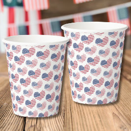 Vasos De Papel Bandera Americana Rojo Blanco Azul Patriótico