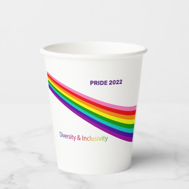 Vasos De Papel Bandera arcoiris de 2022: fiesta LGBTQIA (Anverso)