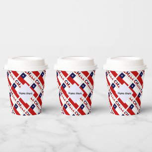 Vasos De Papel Bandera Chilena y nombre personalizado en mosaico