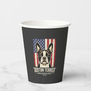 Vasos De Papel Bandera clásica americana del Boston Terrier