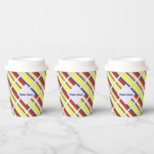 Vasos De Papel Bandera Colombiana Tiled Negra Personalizada 