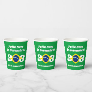 Vasos De Papel Bandera de Brasil, Día de la Independencia de Sete