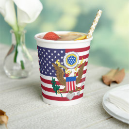 Vasos De Papel Bandera de Estados Unidos y Escudo de Armas, Estad