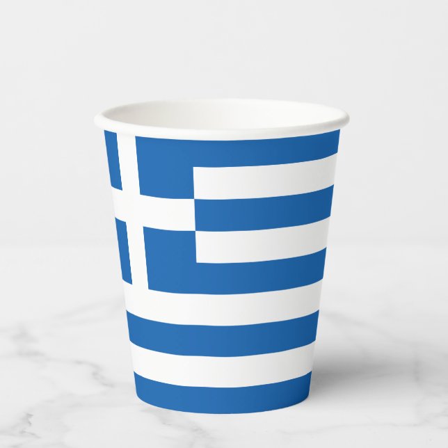 Vasos De Papel Bandera de Grecia (Anverso)