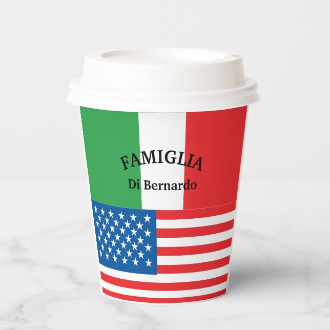 Vasos De Papel Bandera de Italia Bandera Americana Patriótica (Anverso)