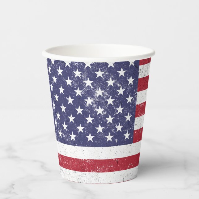 Vasos De Papel Bandera de los Estados Unidos Patriótica Norteamer (Anverso)